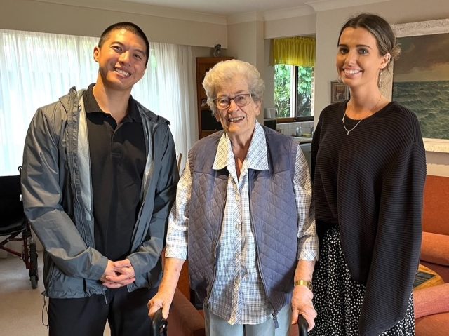(L-R) Physiotherapist Jason Chen, STRC client Laurie Sucic and Occupational Therapist Madison Flynn