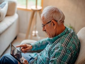 Old man alone at home